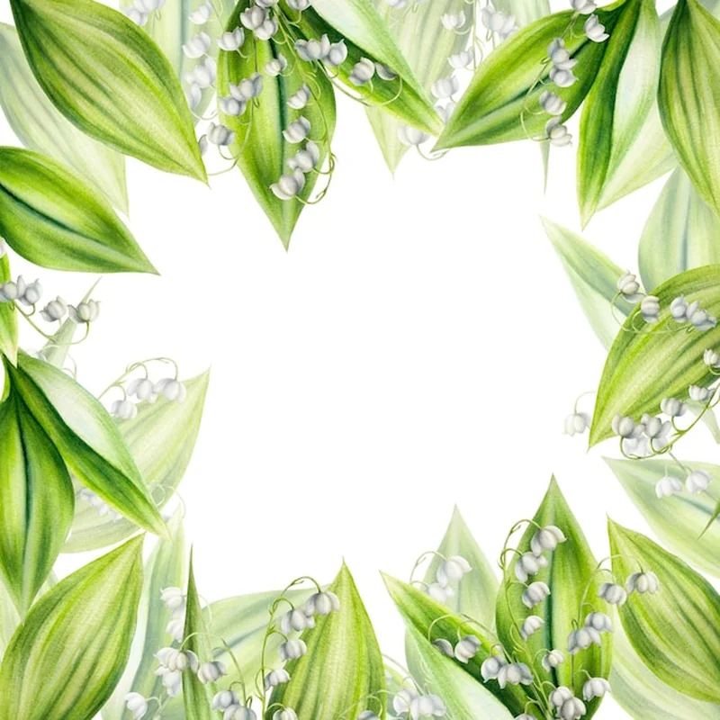 Zestaw bukietów konwalii na białym tle - akwarela