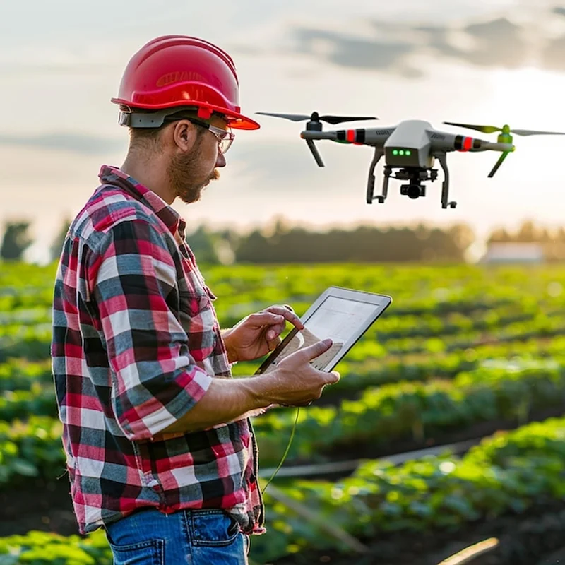 Inteligentny specjalista ds. rolnictwa monitoruje dane z dronów