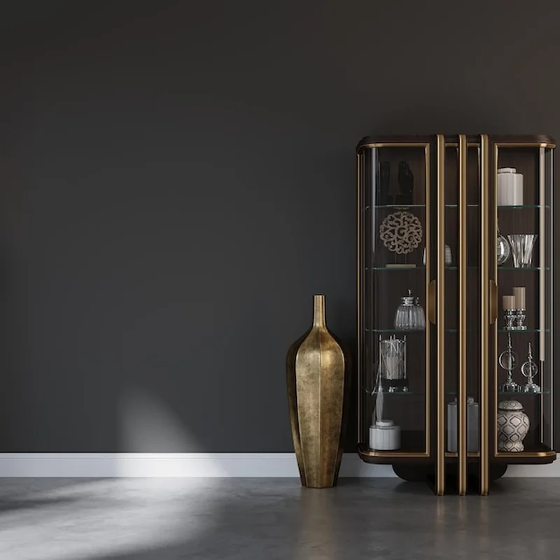 Makieta czarnej ściany w aranżacji salonu