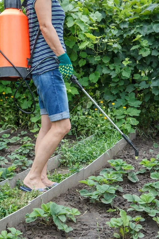 Opryskiwacz ciśnieniowy do ochrony truskawek przed szkodnikami i chorobami grzybiczymi