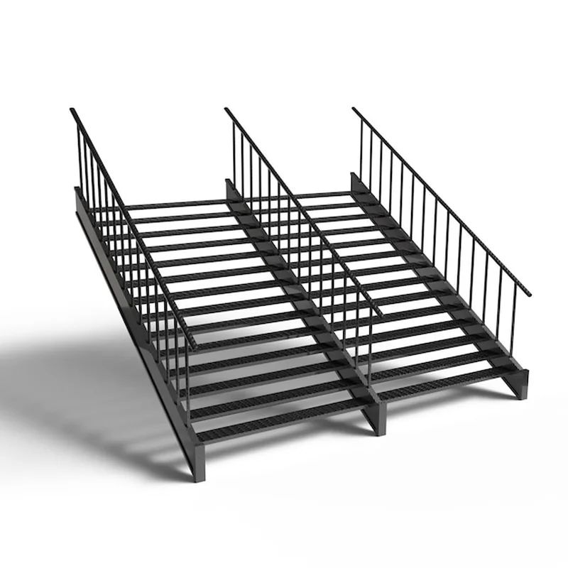 Schody z czarną poręczą i napisem "nie" na dole